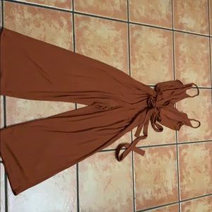 Burnt orange ribbed jumpsuit Small